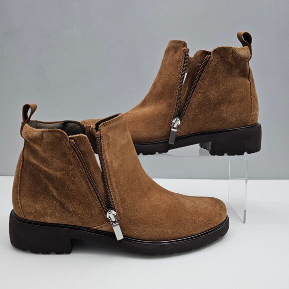 Munro Rourke Ankle Bootie Size 9 NARROW Tobacco Suede Side Zip Water Resistant - Picture 5 of 15